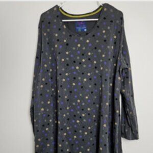 Gudrun Sjoden Tunic Sz XXL Organic Cotton Stretch Scoop Neck Pockets Cherry Gray